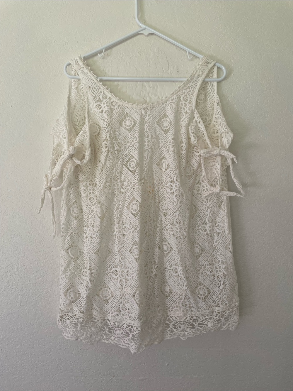 Cotton blend lace beach coverup